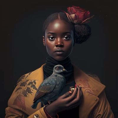  A Young Woman Holding a Bird - Retratos de Intrigas e Símbolos Etíopes!